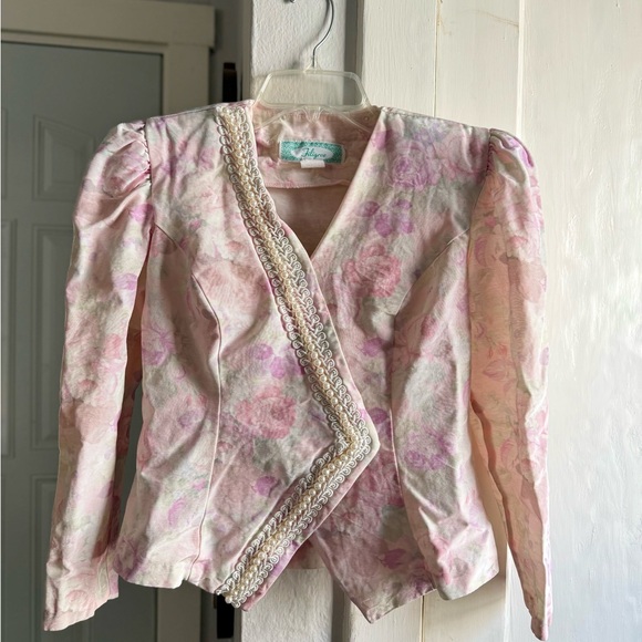 Floral Blazer with Lace Trim - Picture 1 of 8